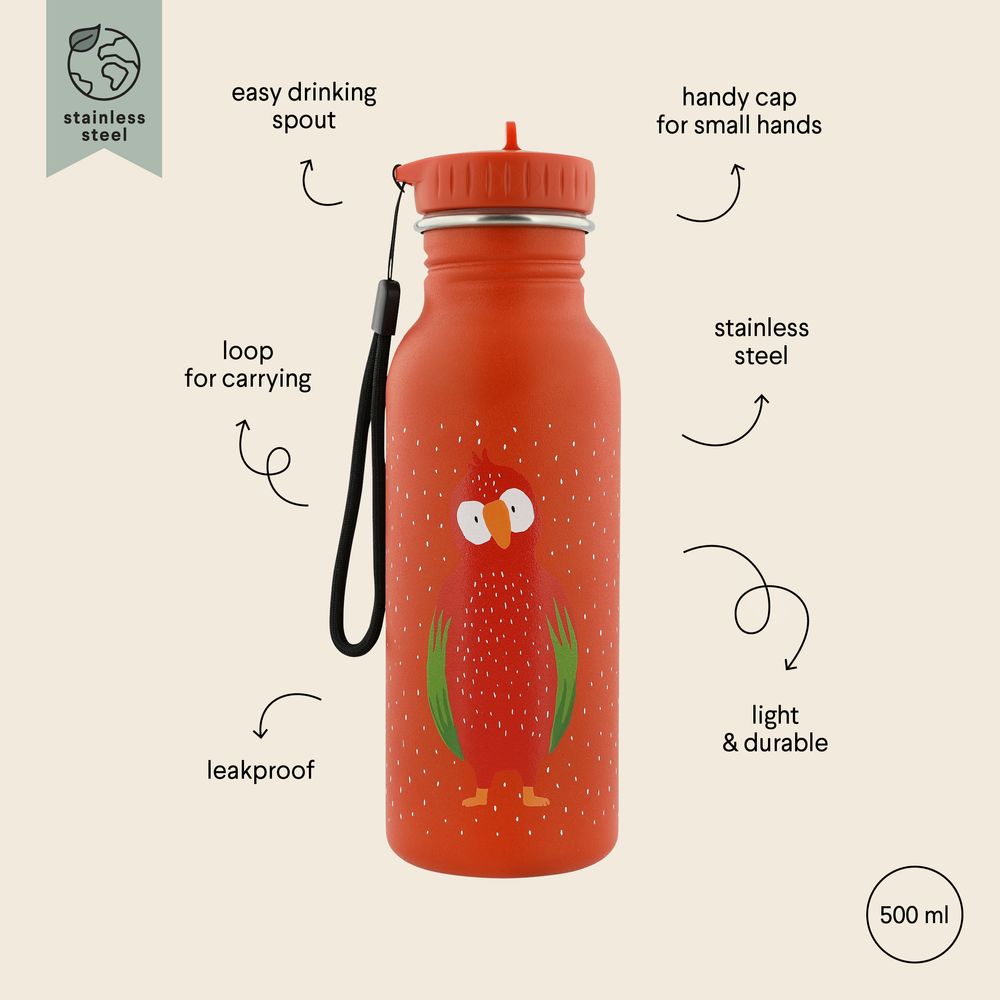 Trixie - Stainless Steel Water Bottle - Mr. Parrot - 500ml
