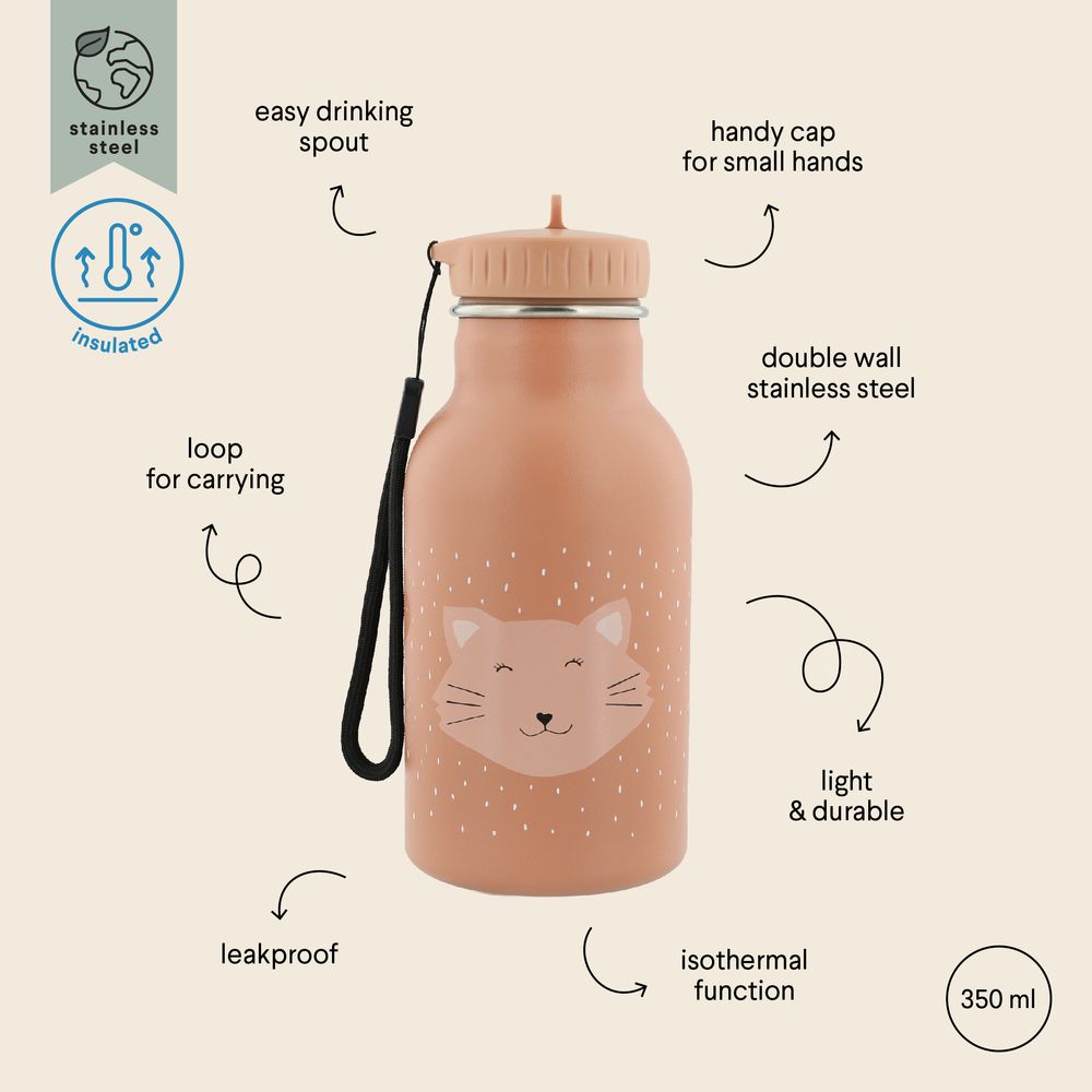 Trixie - Stainless Steel Water Bottle - Mrs. Cat - 350ml