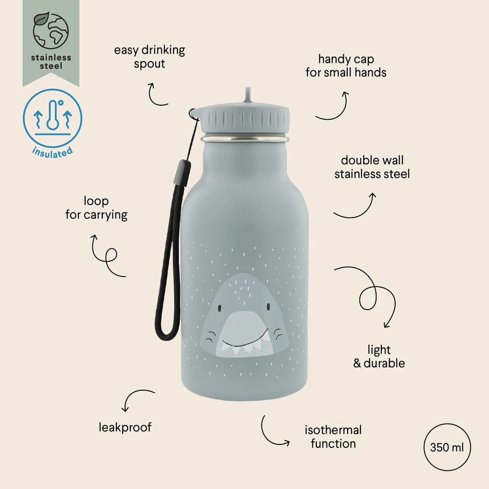 Trixie - Stainless Steel Water Bottle - Mr. Shark - 350ml