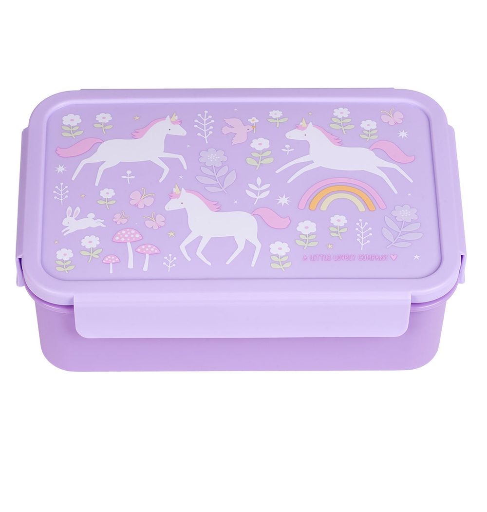 A Little Lovely Company - 3-Compartment Bento Lunch Box - Unicorn Dreams