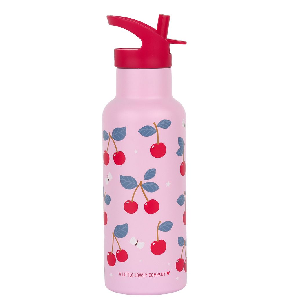 A Little Lovely Company - Stainless Steel Water Bottle - Cherries - 500ml