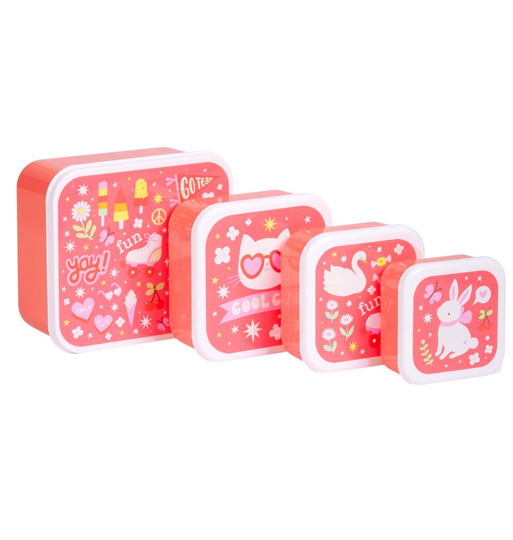 A Little Lovely Company - Lunch & Snack Box Set - Fun - 4 Pcs