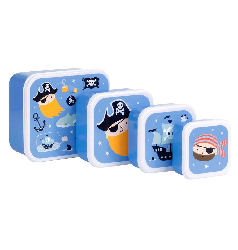 A Little Lovely Company - Lunch & Snack Box Set - Pirates - 4 Pcs