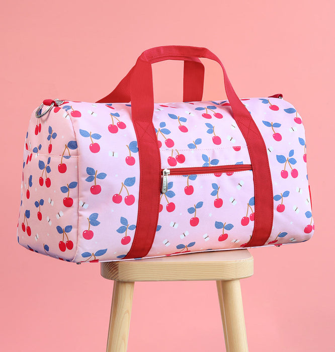 A little Lovely Company - Cherries Printed Travel Bag - Pink