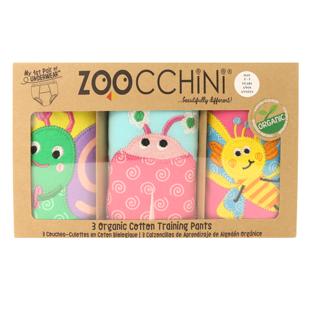 Zoocchini - Toddler Organic Potty Training Pants - Garden Creatures - Pack of 3_2-3 yrs