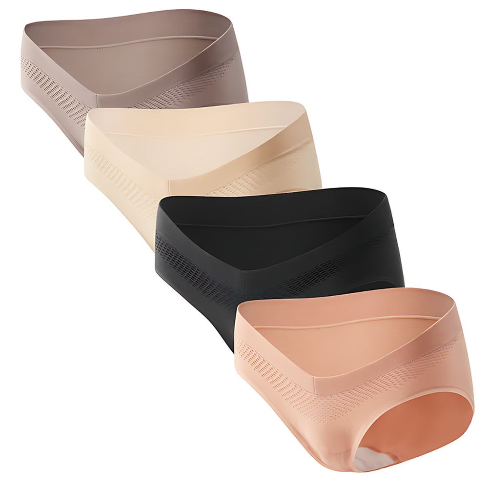 مومكوزي - طقم من 4 قطع - سراويل داخلية من الخيزران للحوامل وما بعد الولادة - متعددة الألوان
