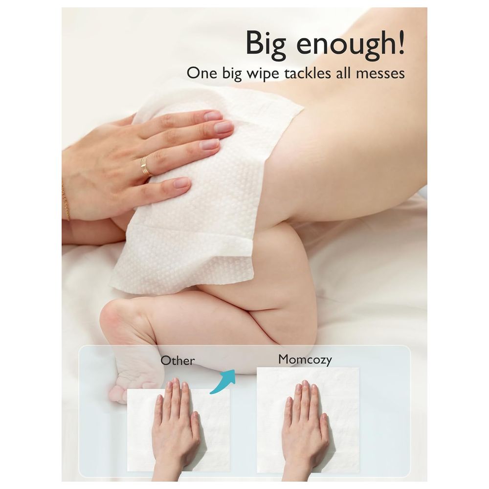 مومكوزي - مناديل مبللة نقية بنسبة 99%، أساسها الماء - عبوة من 8 قطع - 480 قطعة