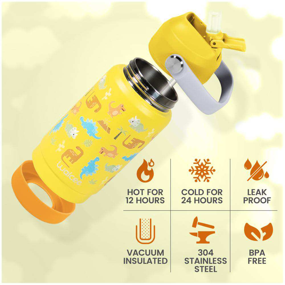 Waicee - Dinosaur 2.0 Water Bottle With Handle - 350ml - Yellow