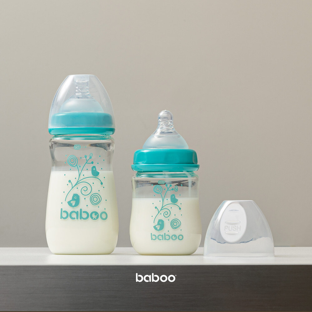 Baboo - Anti-colic Glass Bottle With Wide Neck - 150ml - 0m+