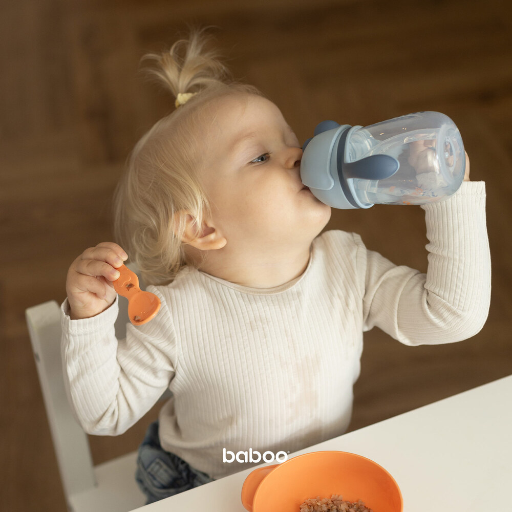 Baboo - Sippy Cup With Silicone Straw - Blue Haze - 260ml - 9m+