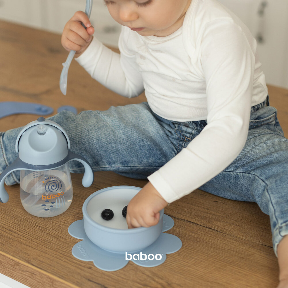 Baboo - Sippy Cup With Silicone Straw - Blue Haze - 260ml - 9m+
