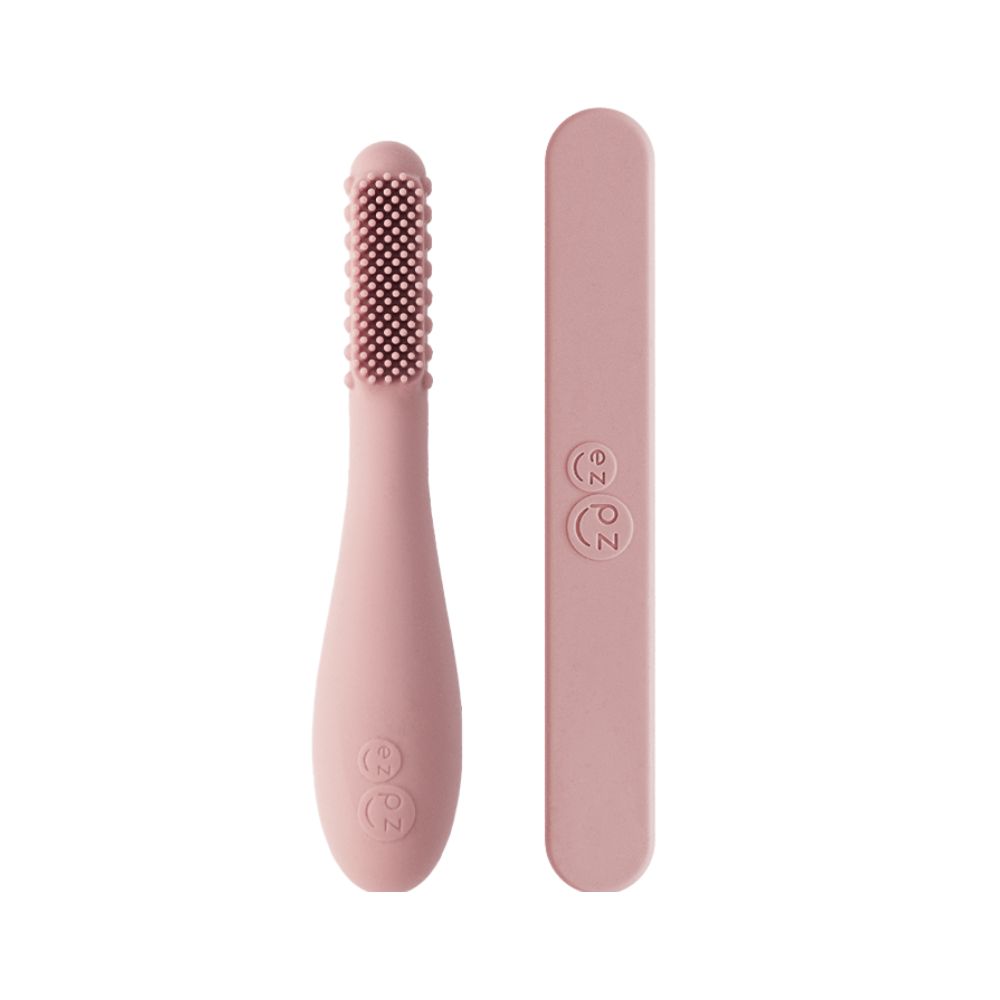 إيزي بيزي - فرشاة أسنان للأطفال مع مكبس لسان حساس - عدد 2 - زهري