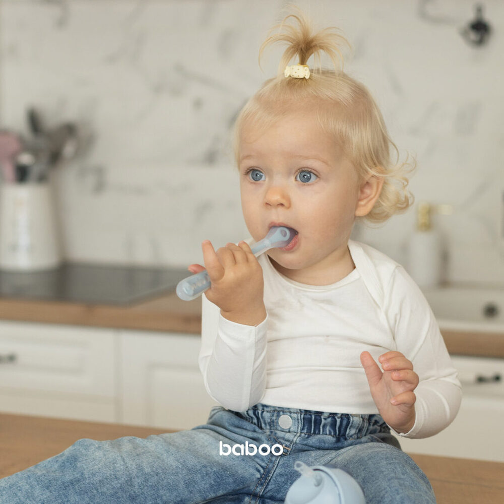 Baboo - Silicone Spoon - Blue - Pack Of 2