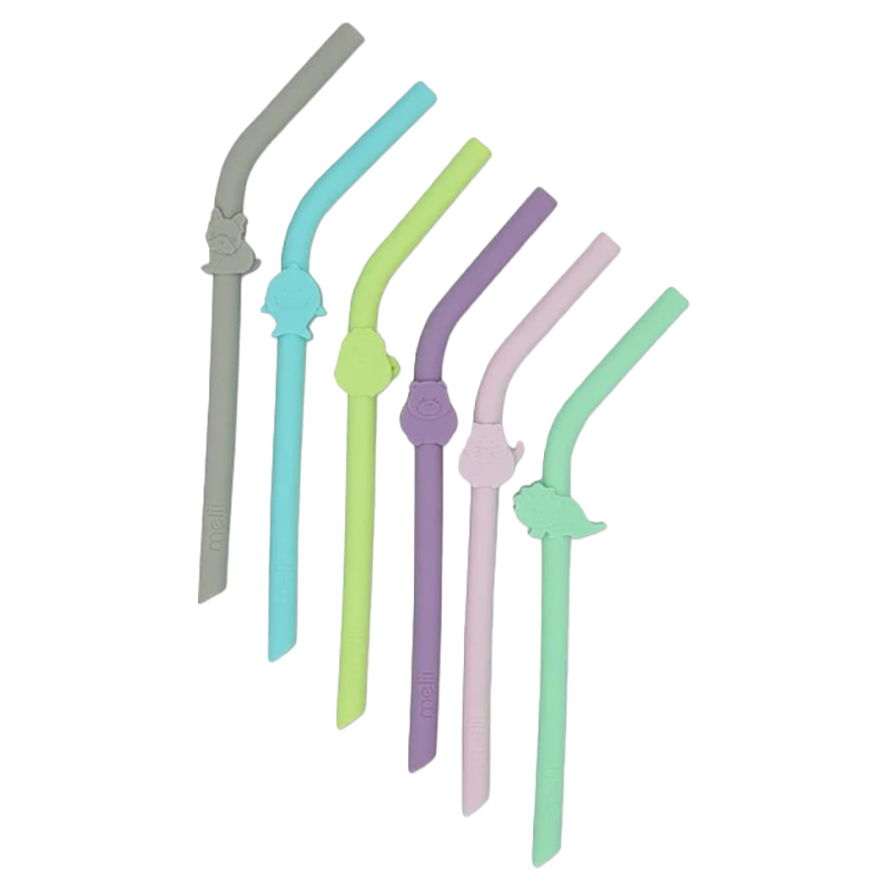 ميلي - مصاصات سيليكون على شكل حيوانات مع فرشاة تنظيف - عدد 6