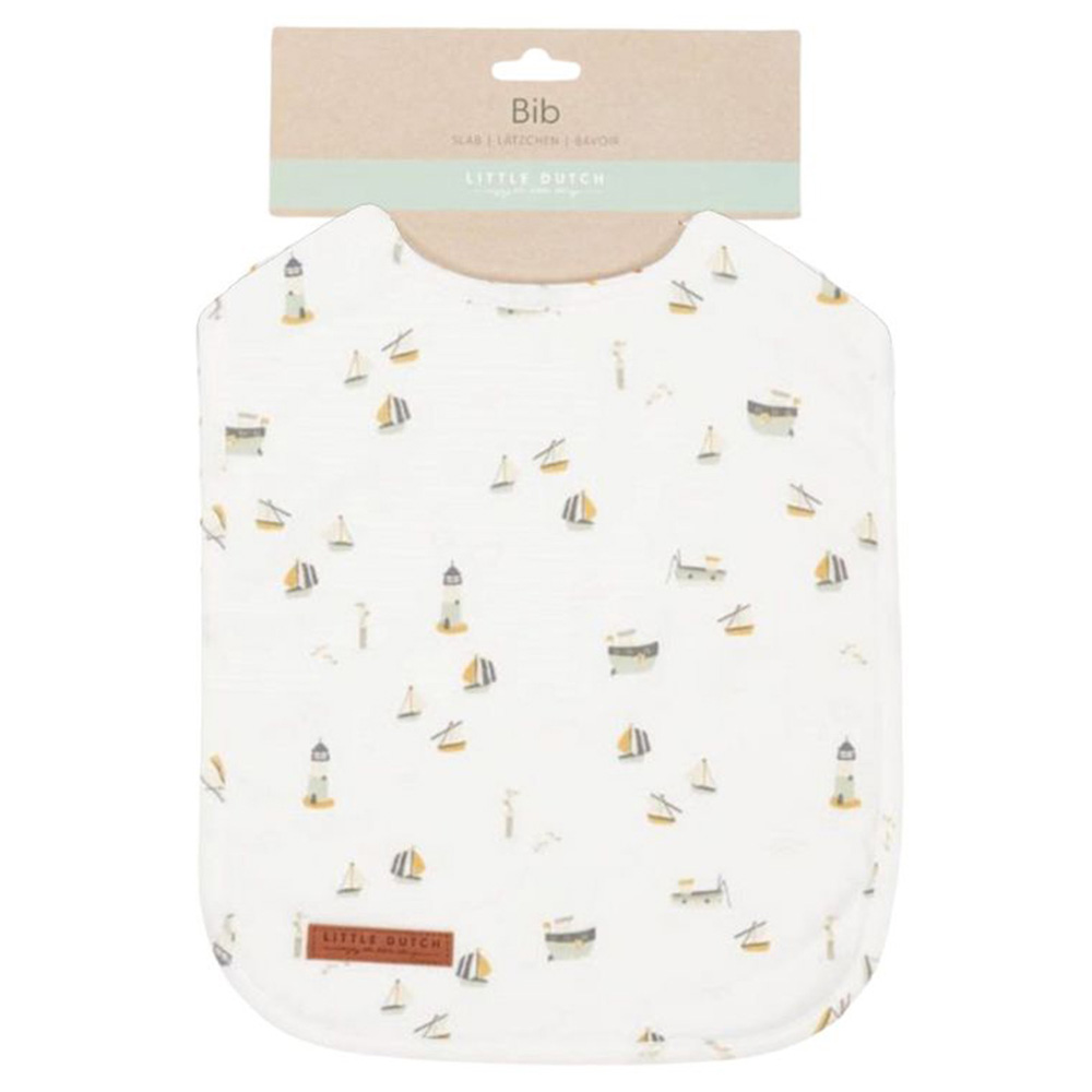 Little Dutch - Cotton Baby Bib - Sailors Bay White