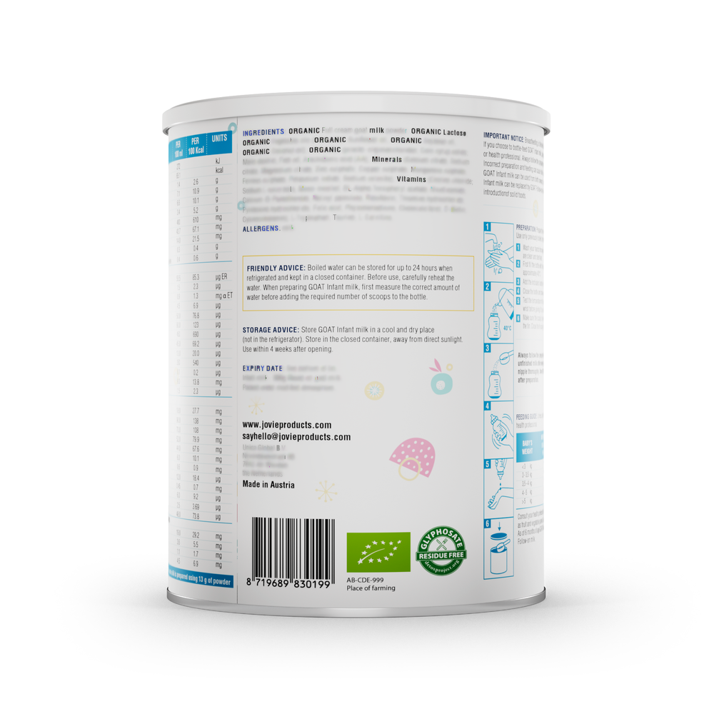 Jovie - Organic Goat Infant Milk Stage (1) - 400g - Twin Pack