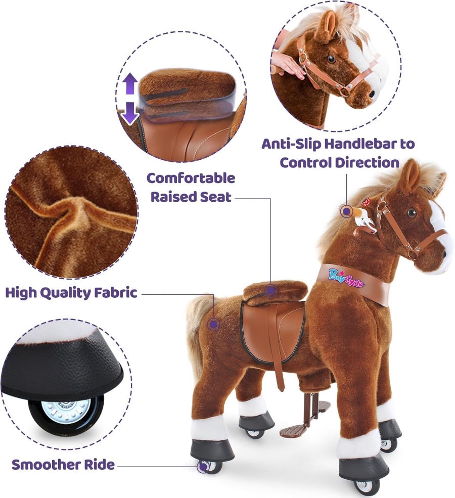Pony Cycle - Kids Manual Ride-On Horse - Brown - Medium