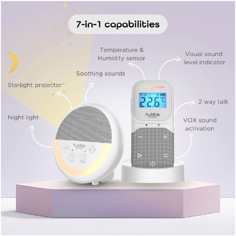 Hubble - Connected Night Light Sense Glow Pro Audio Baby Monitor - White