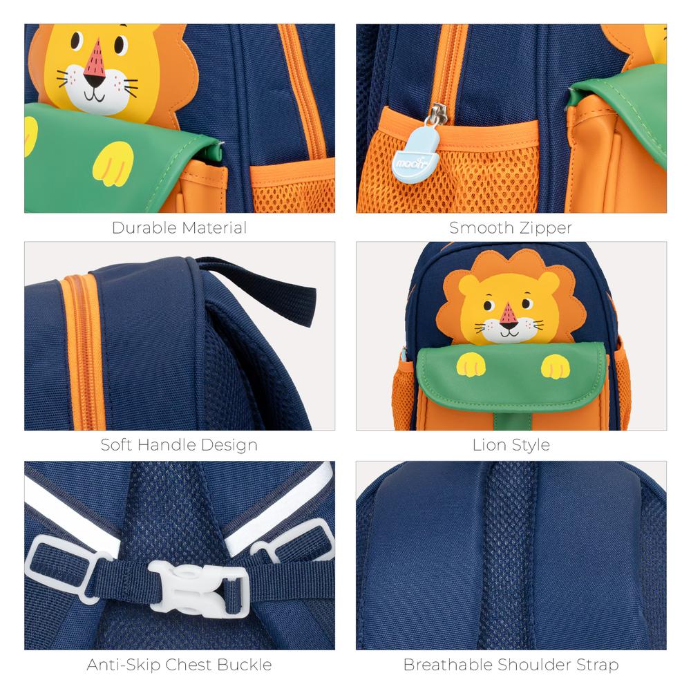 Moon - Kids Backpack Padded Straps Waterproof - Perfect For Preschool Nursery Snacks Lunchbox - Lion