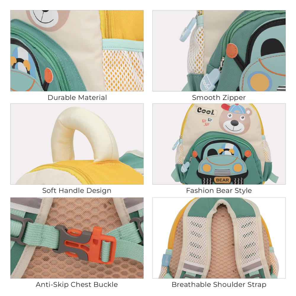 مون - شنطة ظهر للأطفال بمظهر الدب - متعددة الألوان - 9.5 إنش/24.5 سم