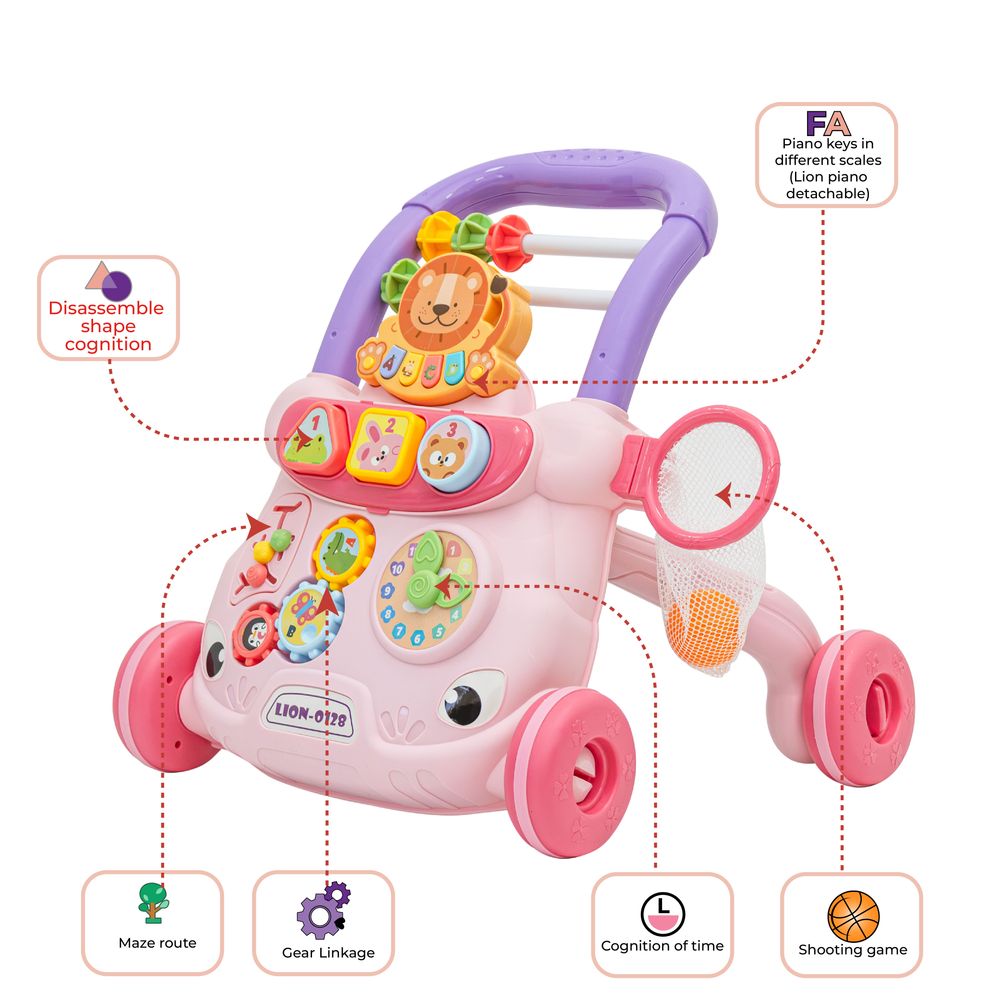 MOON - Baby Push Activity Walker For Perfect Balance - Pink