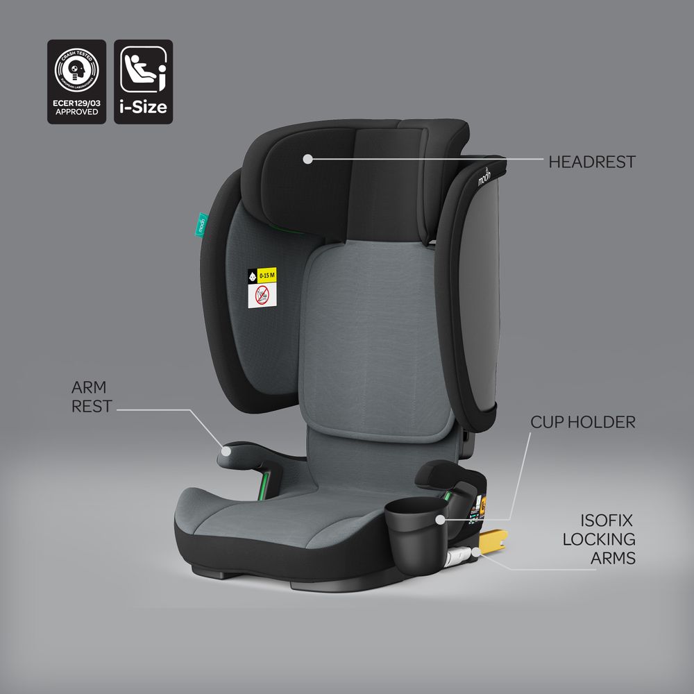 Moon - Folda Go Ece I-Size Foldable Car Seat With Isofix - Black