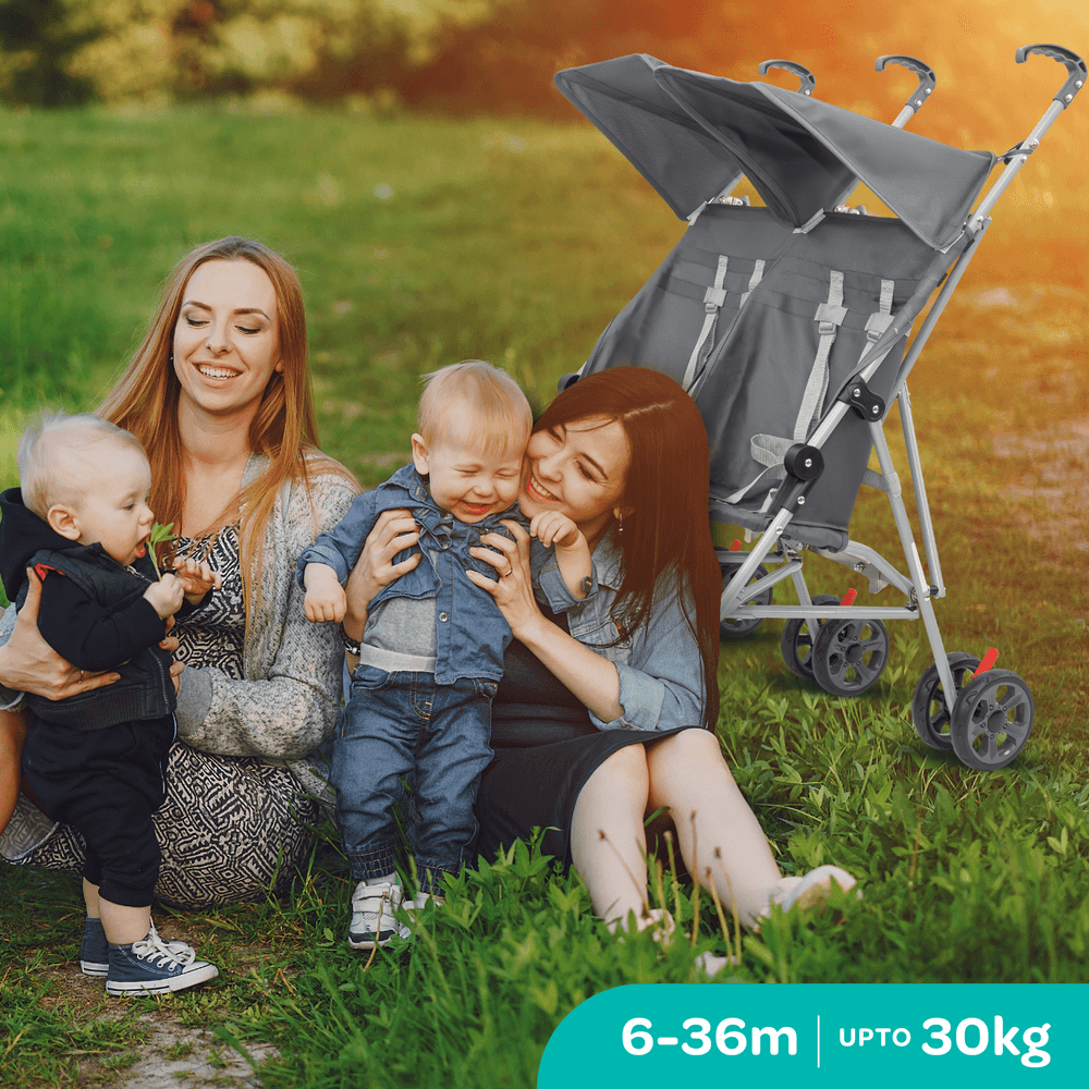 Moon - Jet Plus Twin Buggy Travel Strollers - Dark Grey