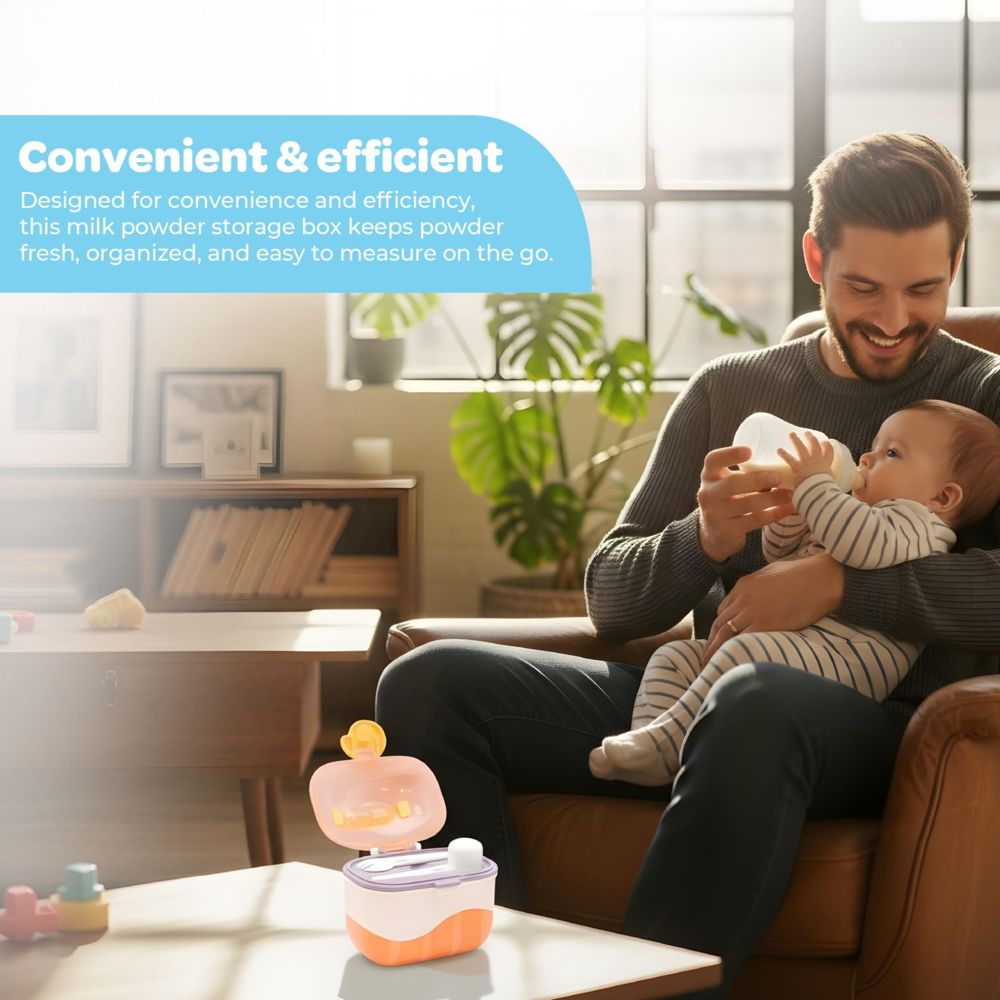 مون - حافظة تخزين مسحوق حليب الأطفال مع مغرفة وشوكة