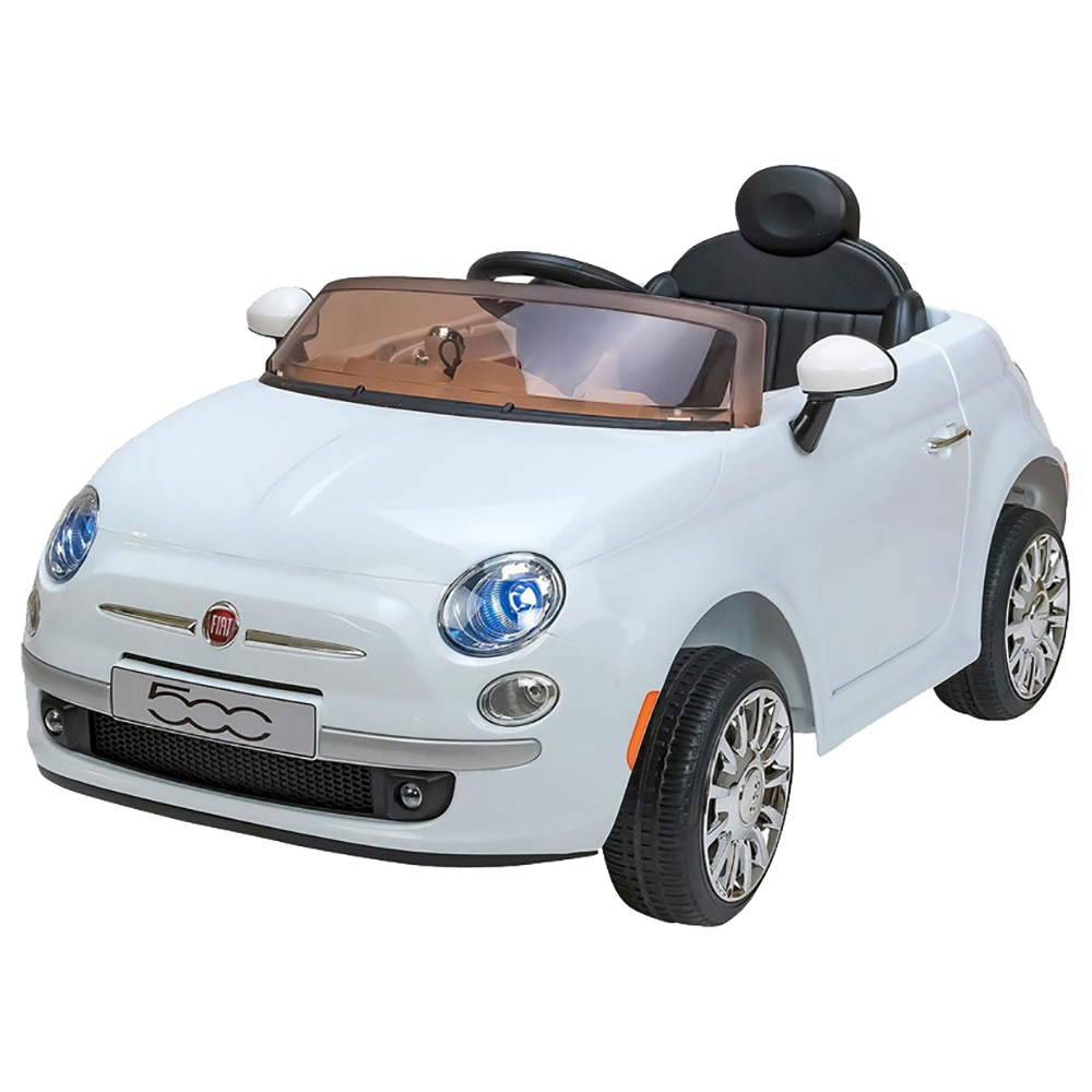 Fiat - 500 Kids Rideon Car - White - 12V