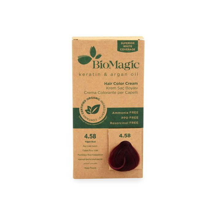 Biomagic - Hair Color Cream Infused With Keratin And Argan Oil - CK 4/58 Red Violet Auburn 60ml