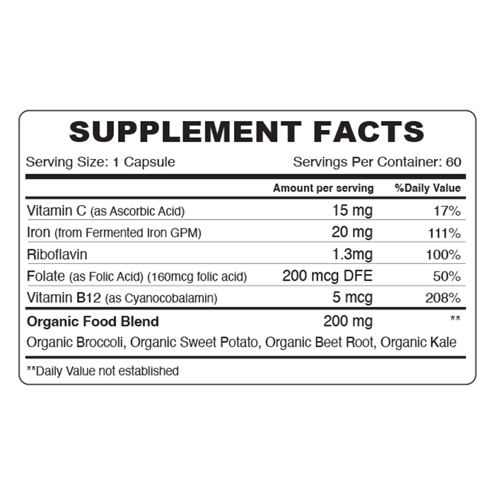 أورجانيك إيرث - كبسولات الحديد - بنجر/كرنب - 60 قطعة