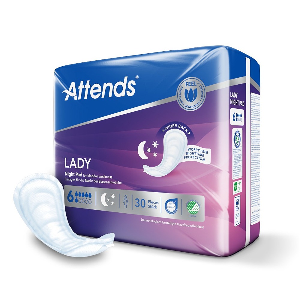 Attends - Lady Wider Back Night Pads 6 - 30 Pcs