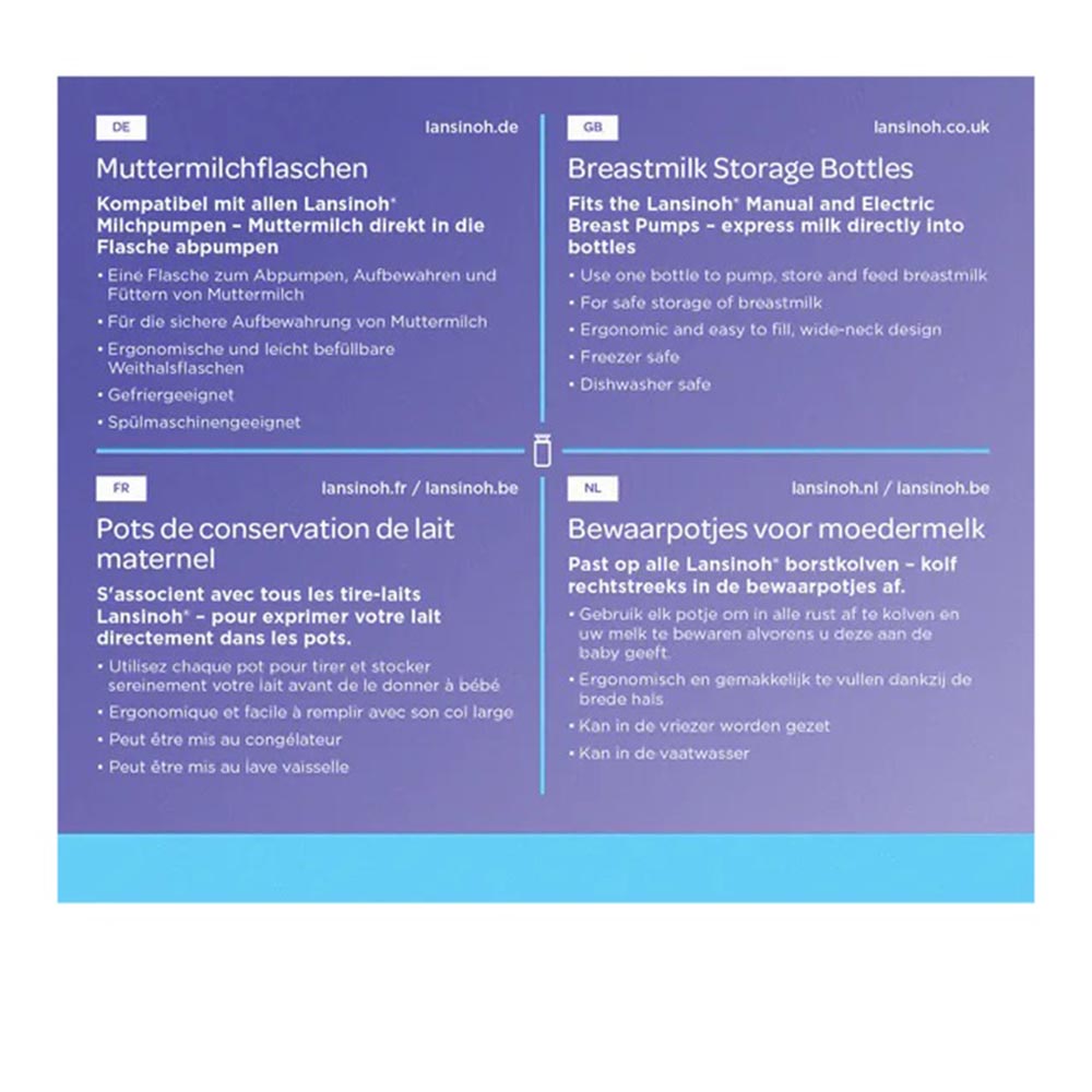 لانسينوه - عبوات تخزين حليب الثدي - 160 مل - عدد 4