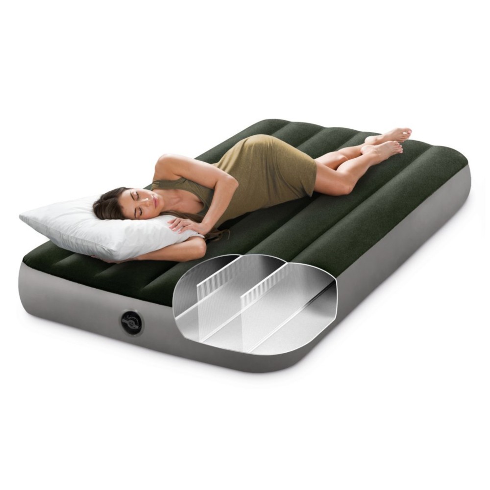 Intex - Twin Dura-beam Prestige Downy Airbed - Green