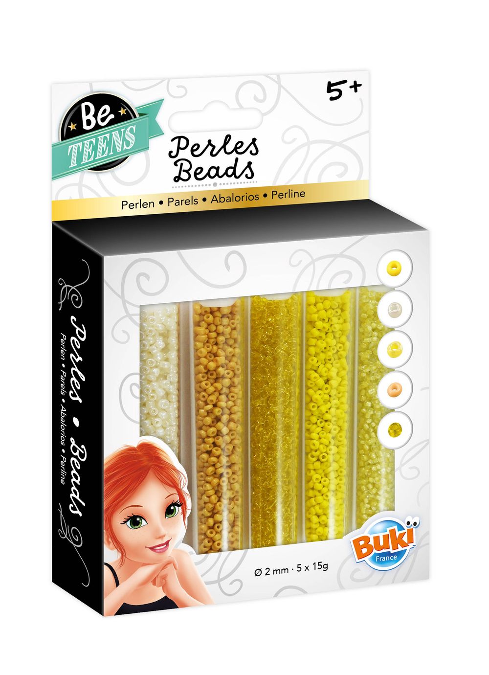 Buki France - Bead Tubes - 5 Pcs - Yellow - 15 gm