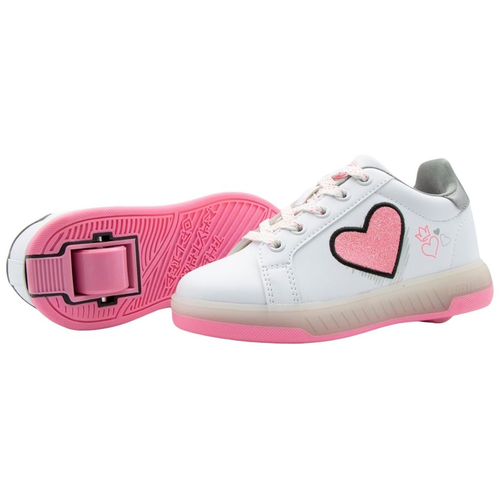 بريزي رولرز - حذاء بعجلات للأطفال - قلوب - أبيض