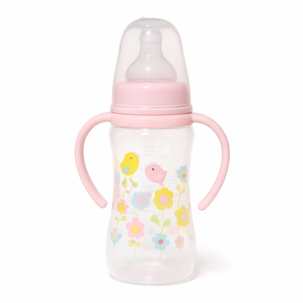 فوفا - زجاجة رضاعة قياسية ذات عنق ضيق - وردي - 250 مل