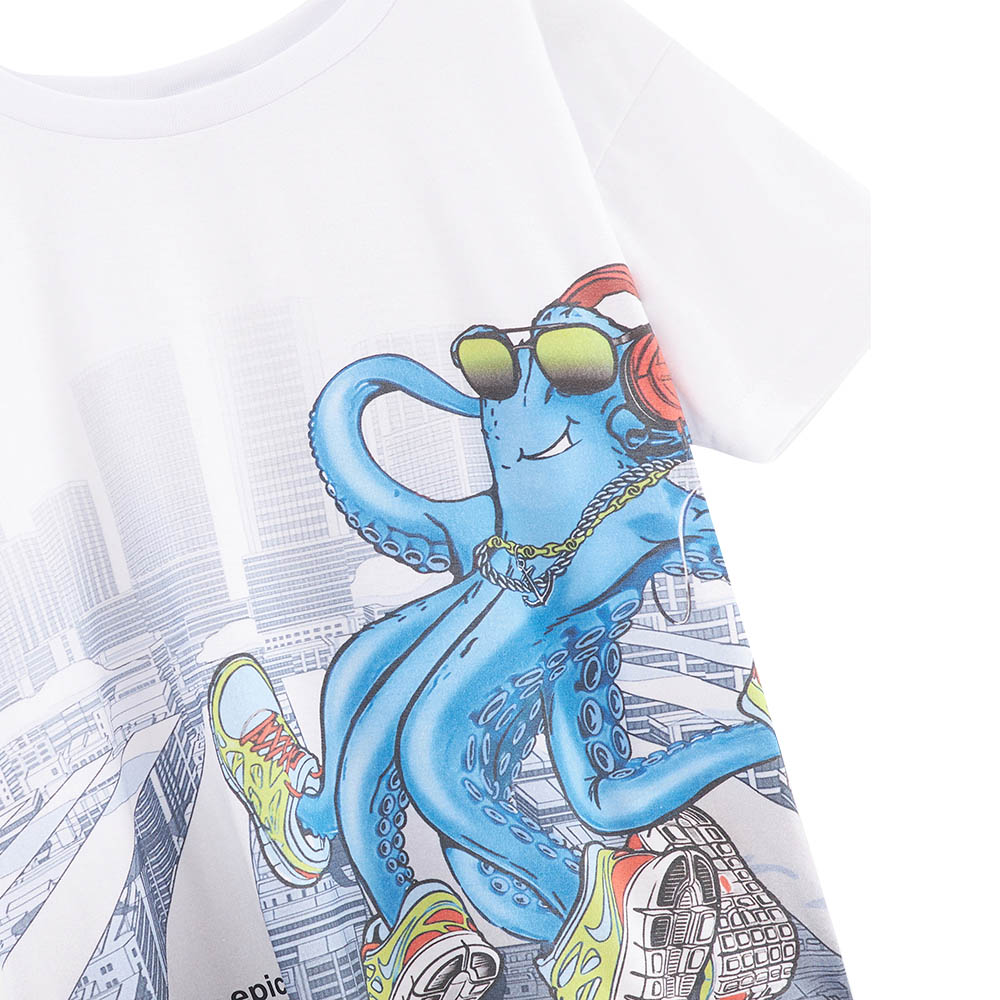 Bell Bimbo - Boys Fun Printed T-shirt - White