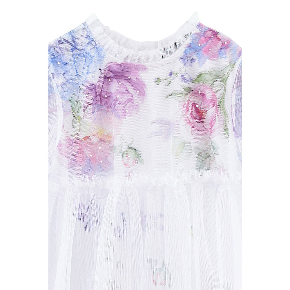 Bell Bimbo - Girls Floral Design Event Dress - White