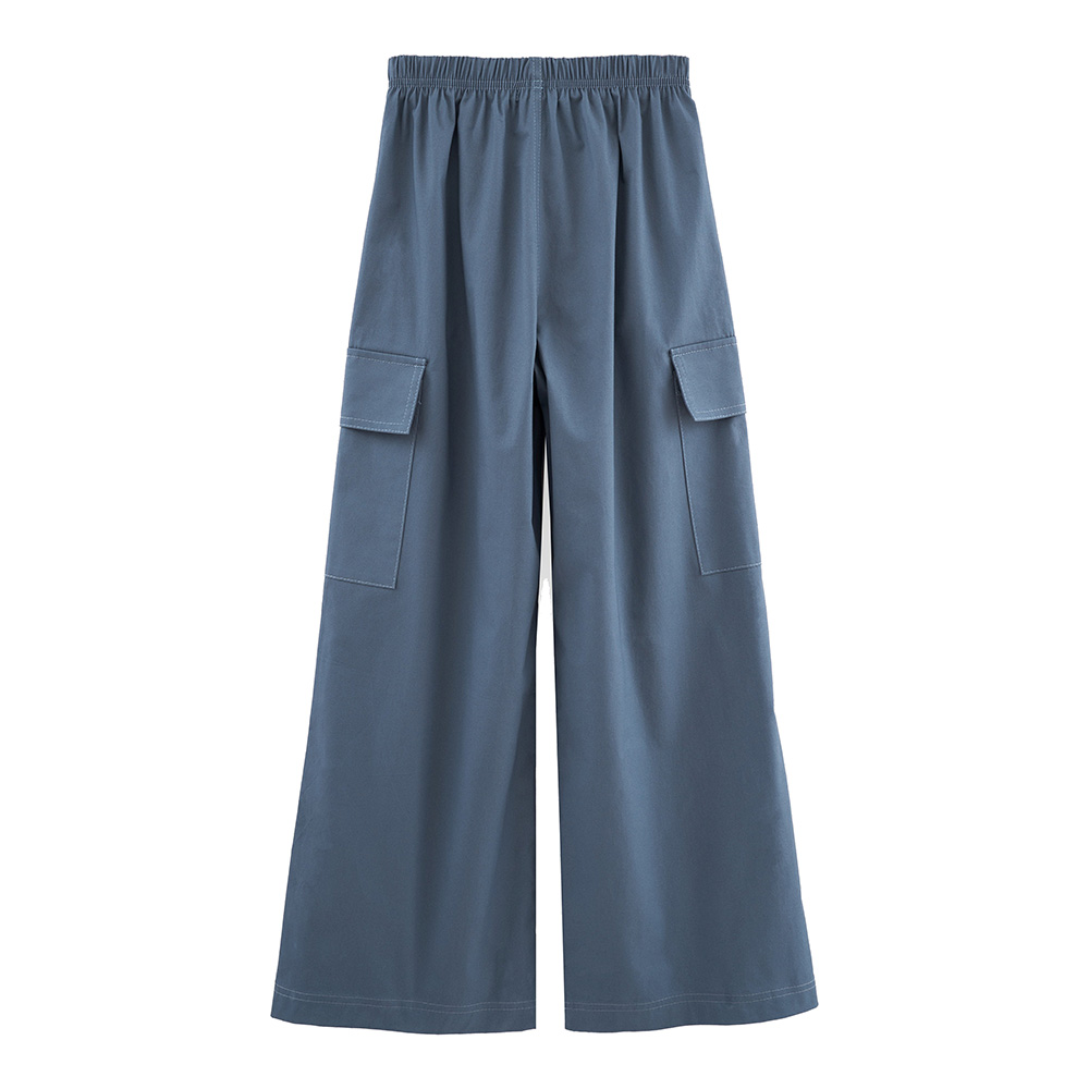 بيل بيمبو - بنطال كارغو عريض للبنات - أزرق