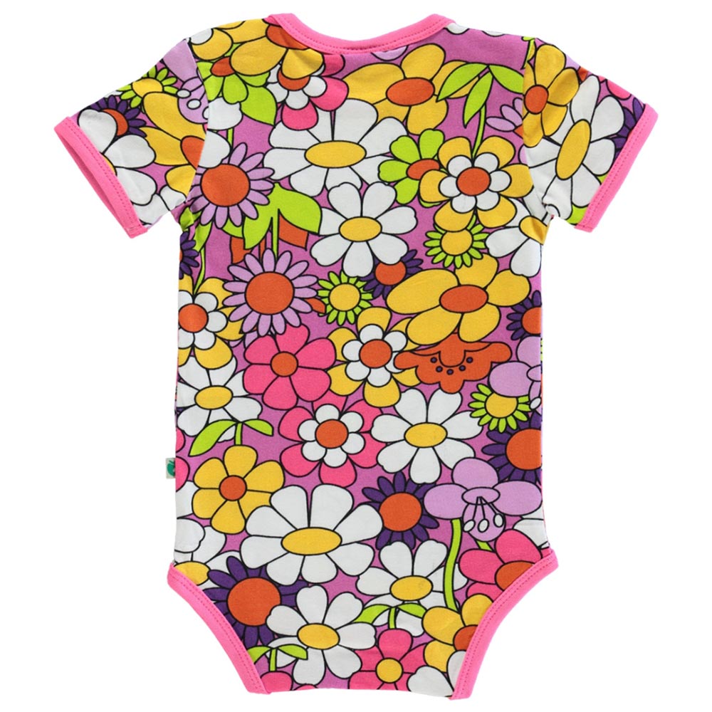 Smafolk - Flower Print Short Sleeve Bodysuit - Pink