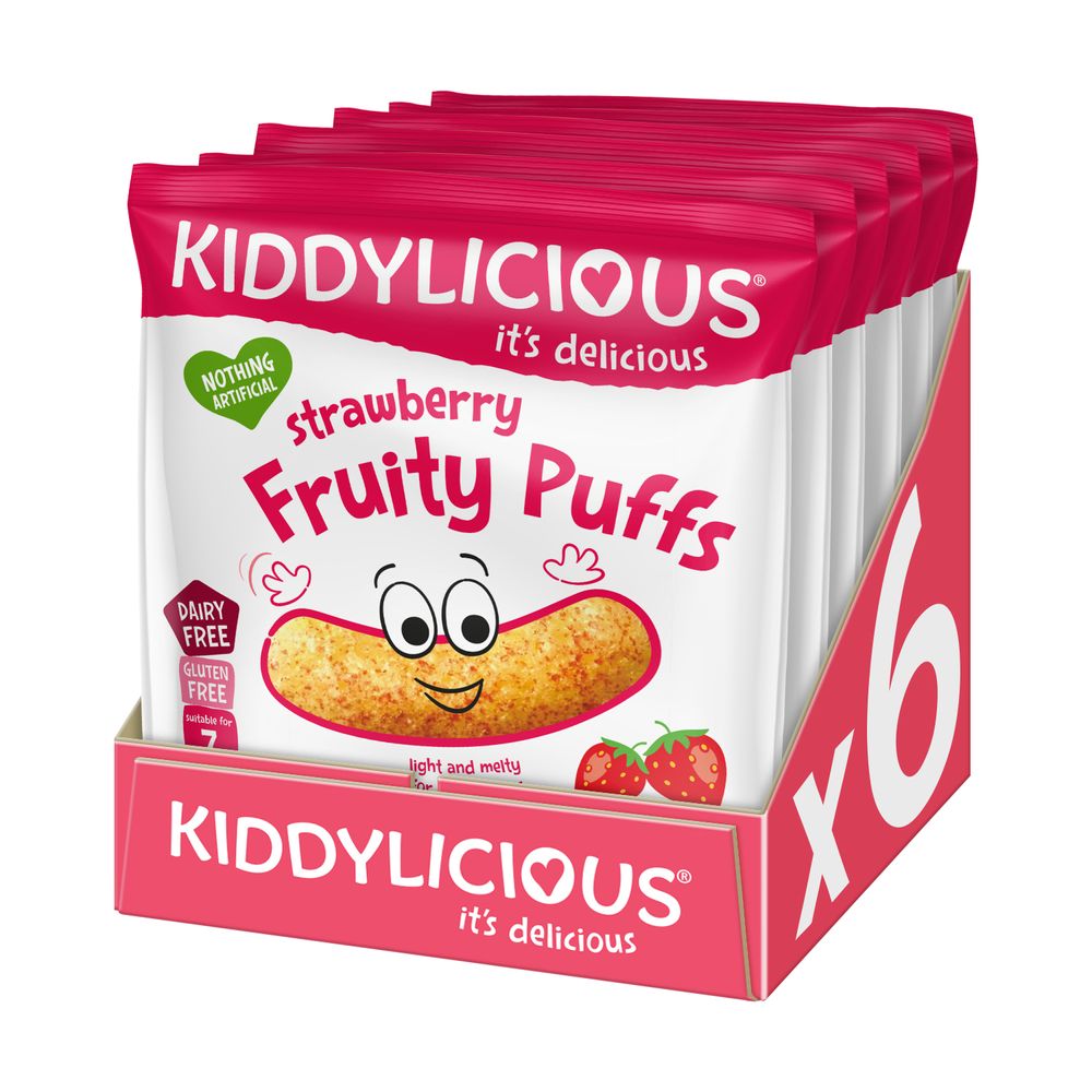 Kiddylicious - Strawberry Fruity Puffs - Pack Of 6