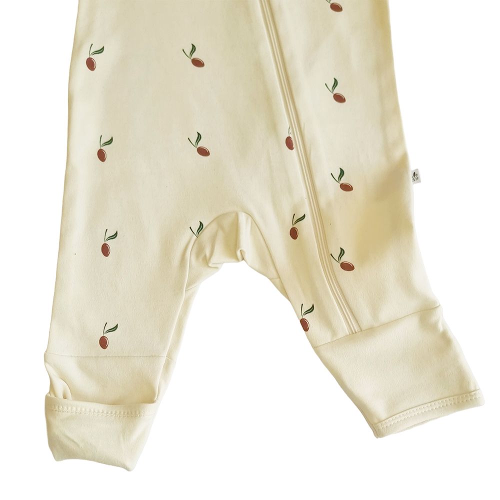 Tickle Tickle - Red Olea Zipup Sleepsuit - Beige