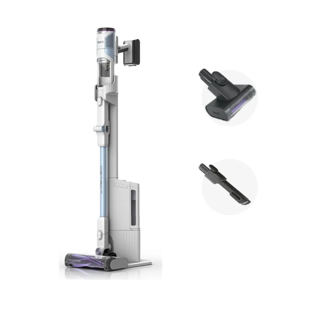 شارك - مكنسة كهربائية لاسلكية للحيوانات الأليفة مع نظام التنظيف والتفريغ التلقائي ديتكت - أبيض