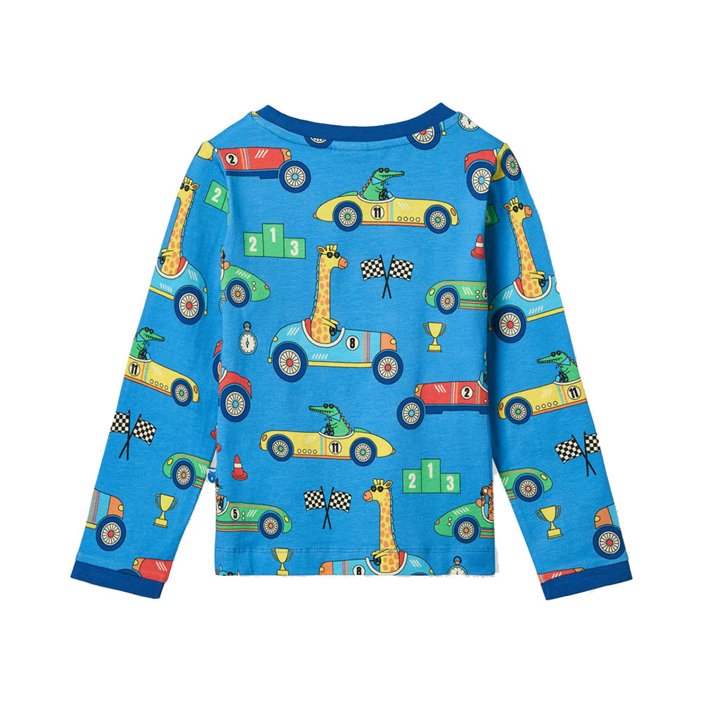 Smafolk - Race Cars Print Long Sleeve T-Shirt - Blue