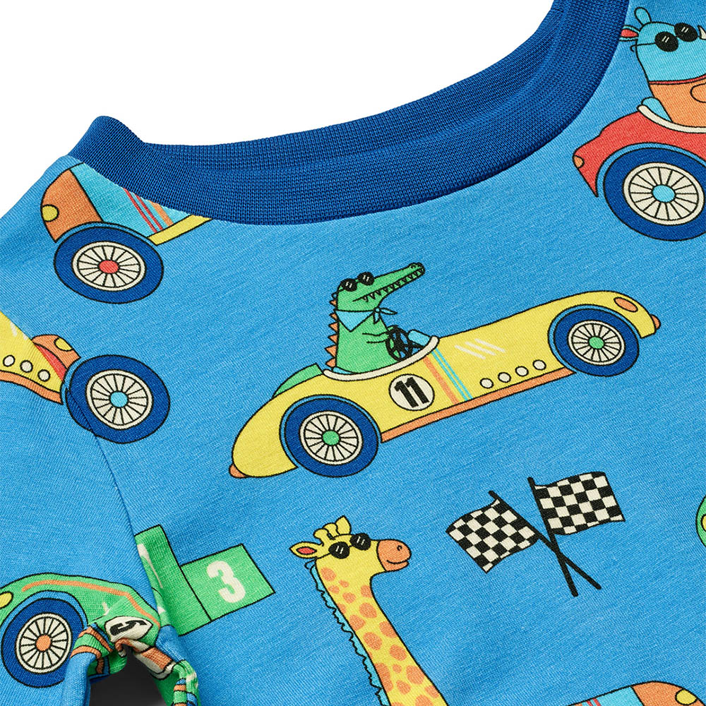 Smafolk - Race Cars Print Long Sleeve T-Shirt - Blue