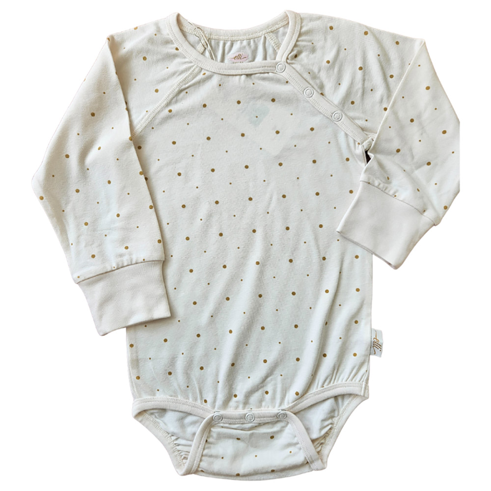 Elli Junior - Bamboo Full Sleeves Bodysuit With Golden Dots - Beige