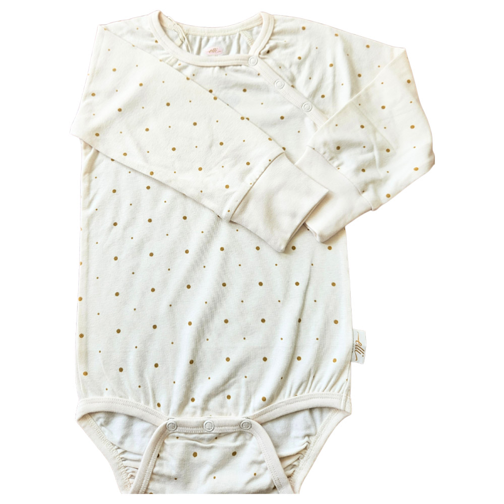 Elli Junior - Bamboo Full Sleeves Bodysuit With Golden Dots - Beige