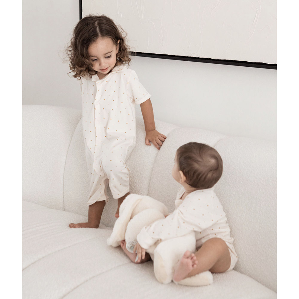 Elli Junior - Bamboo Full Sleeves Bodysuit With Golden Dots - Beige