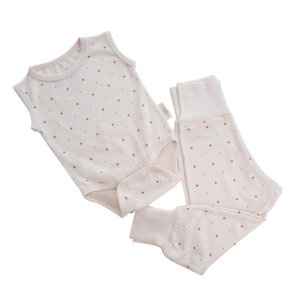 Elli Junior - Bamboo Baby Pants With Golden Dots - Beige